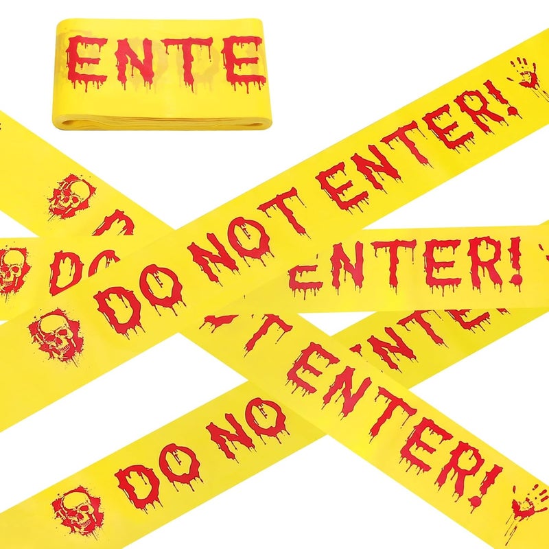 BeadRiver Halloween Decorations Caution Tape 3Inch x 82Feet Do Not Enter Scary Warning Tape for Crime Scene Indoor & Outdoor Decor Halloween Party Decorations Haunted House Danger Zones - Image 1
